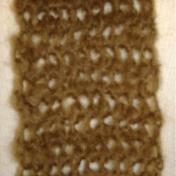 Short Brown Mohair Scarf 34x5 Handmade Crochet Knit Warm Men Neckwarmer NWT - Picture 5 of 5